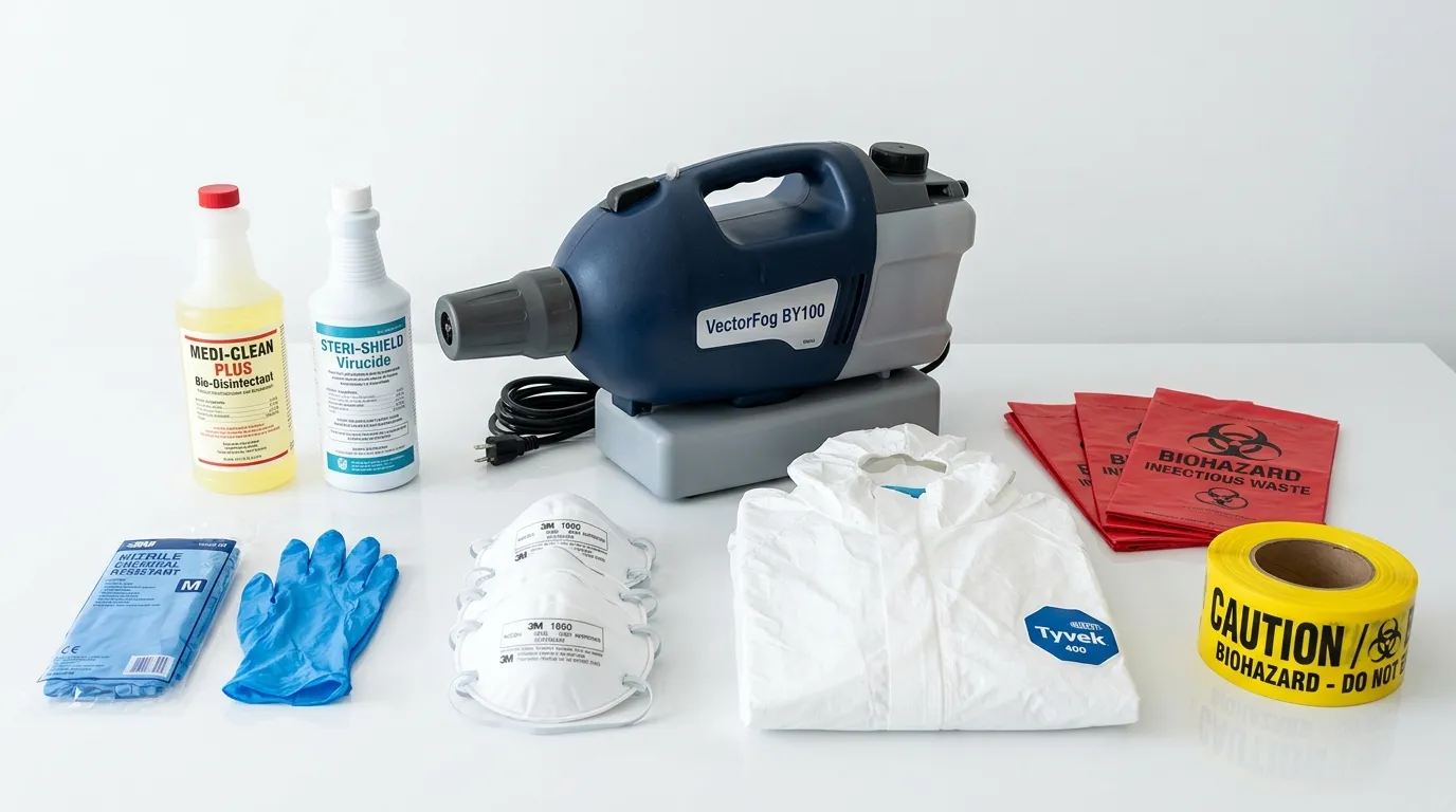 Professional biohazard remediation crew working in Pompano Beach